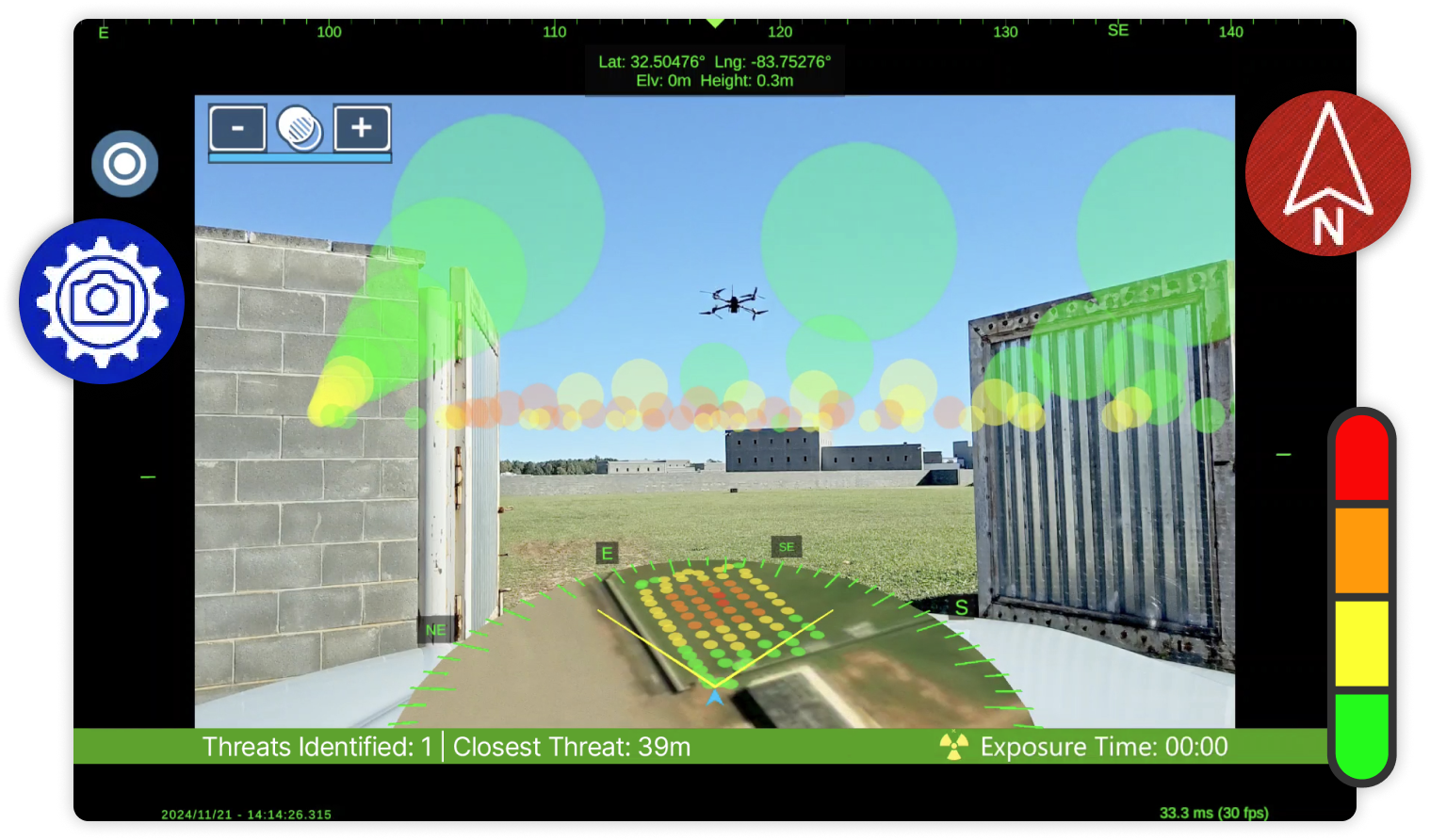 Color-Coded AR Map showing threat levels